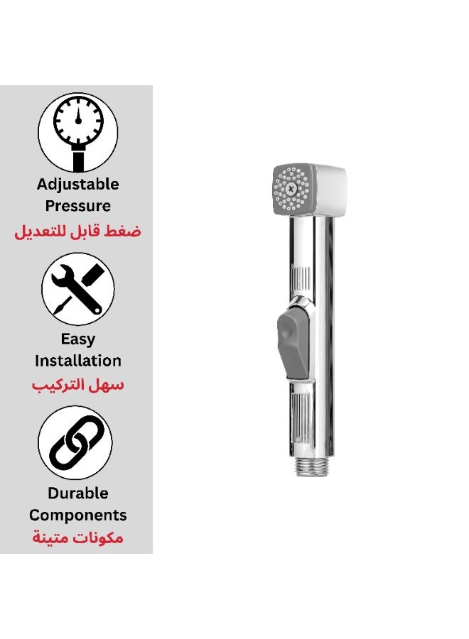 ITG silver Handheld Shattaf Bidet Sprayer with 1.2m Hose, Self-Cleaning Kit for Bathroom & Toilet  - Image 2