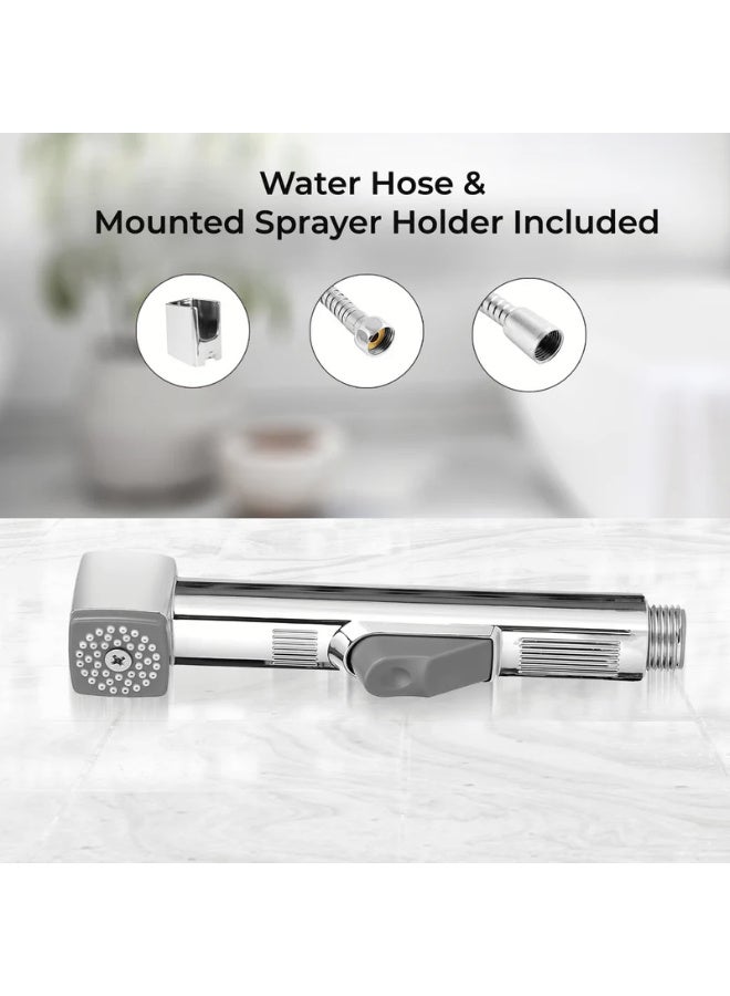 ITG silver Handheld Shattaf Bidet Sprayer with 1.2m Hose, Self-Cleaning Kit for Bathroom & Toilet - Image 2