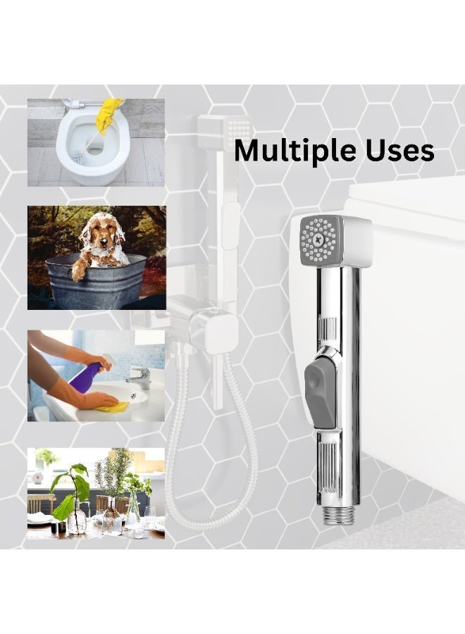 ITG silver Handheld Shattaf Bidet Sprayer with 1.2m Hose, Self-Cleaning Kit for Bathroom & Toilet - Image 4