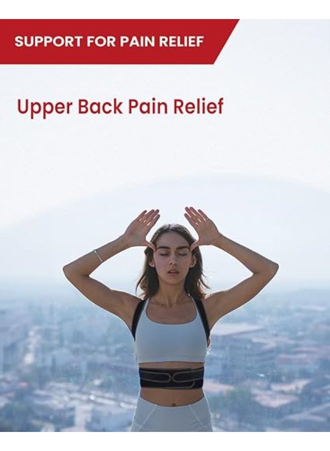 Full Back Brace Posture Corrector for Men & Women - Adjustable Upper & Lower Back Pain Relief - Strong Lumbar Support (Size Medium) - Image 3
