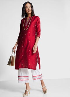 V-Neck Solid Kurti