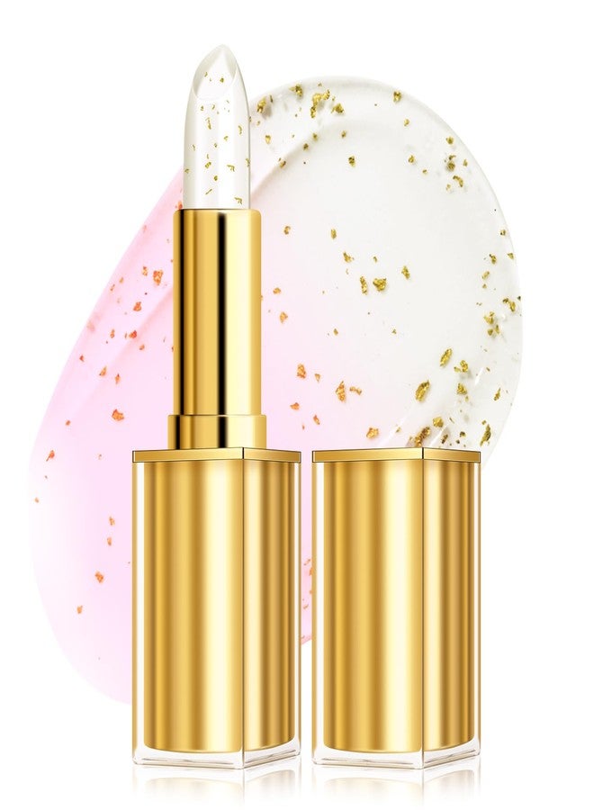 KYDA أحمر شفاه KYDA المقاوم للنقل يتغير لونه مع رقائق الذهب، يتحول من شفاف إلى وردي شفاف، بلسم شفاه ملون مرطب، تغذية عميقة، أحمر شفاه يتغير مع درجة الحموضة، بلسم شفاه لامع - Image 1