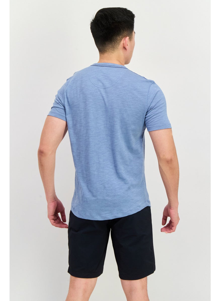 Project Essentials - Men Crew Neck Short Sleeves Plain T-Shirt, Sage Blue - Image 1
