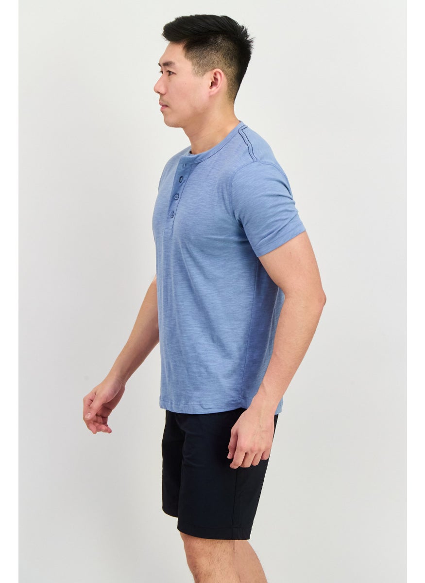 Project Essentials - Men Crew Neck Short Sleeves Plain T-Shirt, Sage Blue - Image 1