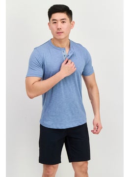 Men Crew Neck Short Sleeves Plain T-Shirt, Sage Blue