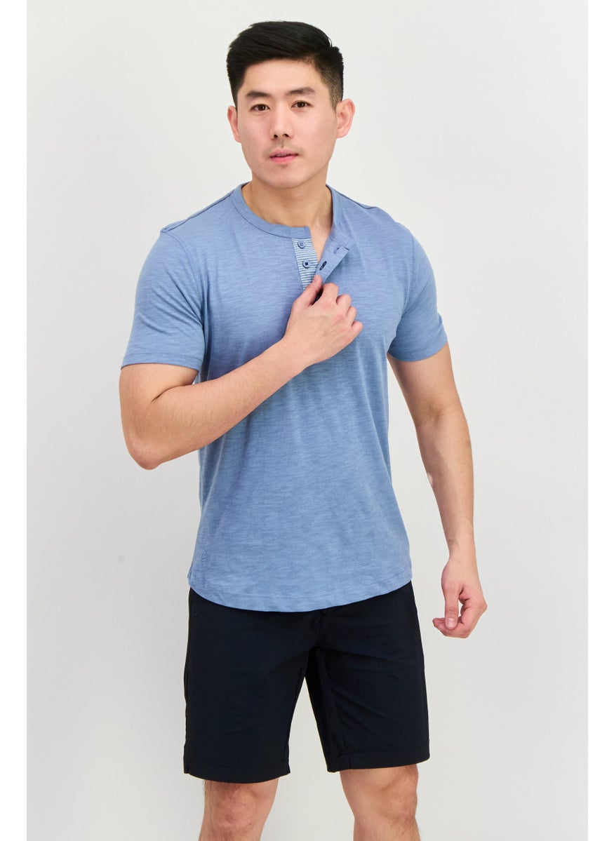 Project Essentials - Men Crew Neck Short Sleeves Plain T-Shirt, Sage Blue - Image 1