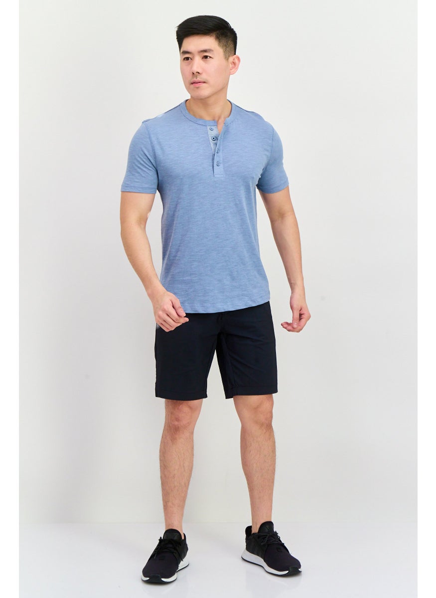 Project Essentials - Men Crew Neck Short Sleeves Plain T-Shirt, Sage Blue - Image 1
