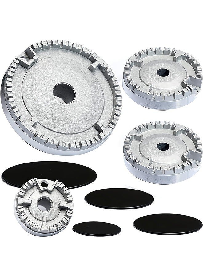 Arabest Set of 4 Gas Stove Burner Covers Cooker Hat Set Oven Gas Stoves Hob Burner Crown Flame Cap Cover for Kitchen Fit to Most Metal Stove Burner Cover(3 Sizes） - Image 1