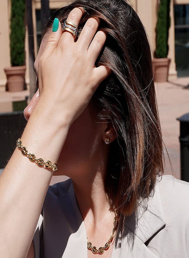 CIUNOFOR 14K Gold Filled Coffee Bean Bracelets for Women, 8.0 inches Link Chain Classic Charm Puff Mariner Bracelet, Coffee Bean Jewelry for Adults - Image 3