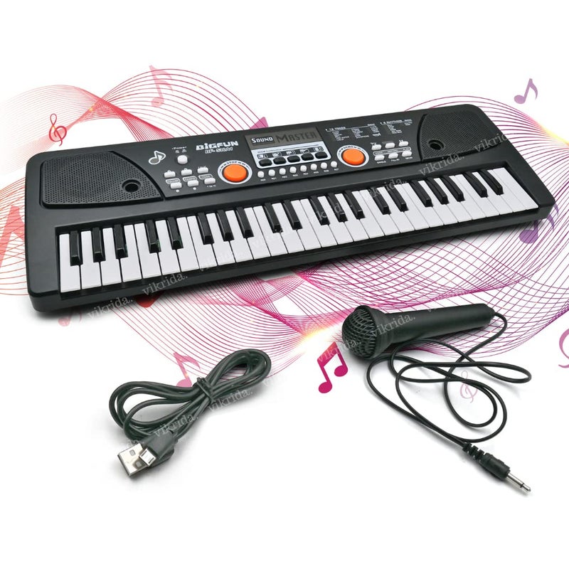 VikriDa 49-Key Digital Piano Keyboard | Portable Electronic Organ with Microphone – Multi-Function Music Keyboard for Beginners & Professionals - Image 1