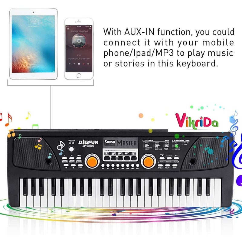 VikriDa 49-Key Digital Piano Keyboard | Portable Electronic Organ with Microphone – Multi-Function Music Keyboard for Beginners & Professionals - Image 5