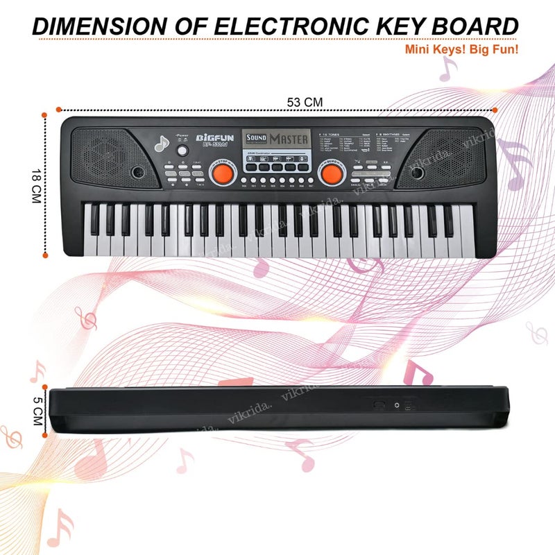 VikriDa 49-Key Digital Piano Keyboard | Portable Electronic Organ with Microphone – Multi-Function Music Keyboard for Beginners & Professionals - Image 2