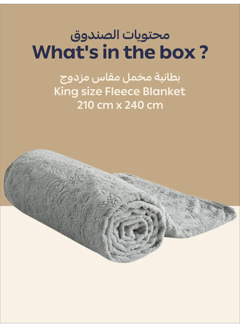 Donetella Fleece Blanket, King Size 210x240 cm, 300 GSM, Floral Texture - Lightweight Ultra Soft & Warm Solid Throw Blanket, Cozy for Sofa, Bed & Couch