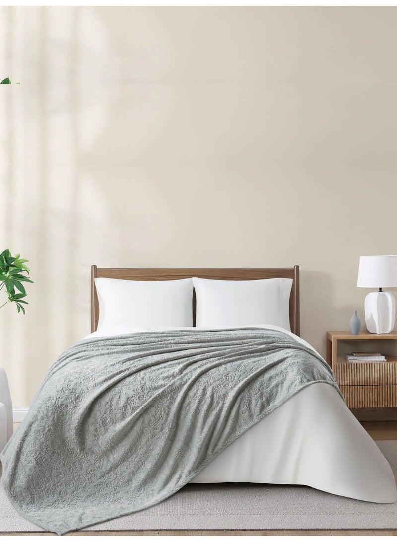 Donetella Fleece Blanket, King Size 210x240 cm, 300 GSM, Floral Texture - Lightweight Ultra Soft & Warm Solid Throw Blanket, Cozy for Sofa, Bed & Couch  - Image 1