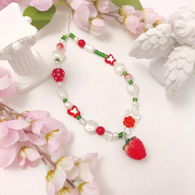 cioatu Phone Charms Cute Cherry Butterfly Cell Phone Lanyard Strap Wrist Strap for Bag Airpods Camera Pendants Decor (Cute Strawberries) - Image 2