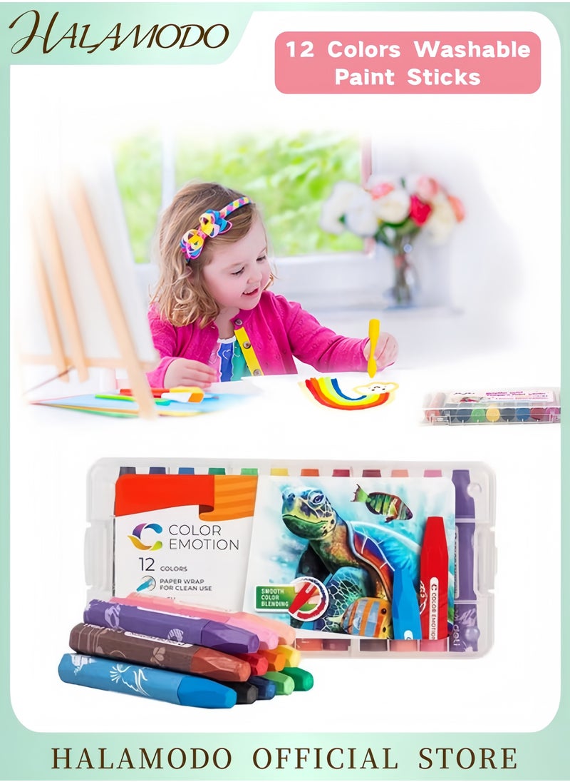 HALAMODO 12-Piece Washable Oil Pastels and Jumbo Crayons Set for Kids Non-Toxic Smooth and Durable Crayons for Toddlers and Children Ideal for Creative Art Drawing and Coloring Activities  - Image 1