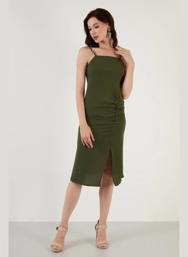 ليلا فستان نسائي ليلا بحمالات عنق وفتحة جانبية