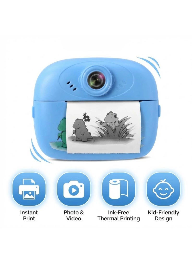 سمارت باري كاميرا الطباعة الفورية للأطفال Smartberry KC02، كاميرا طباعة حرارية للأطفال بشاشة LCD مقاس 2.4 بوصة | تسجيل فيديو، مشغل MP3، بطارية قابلة للشحن، تتضمن ورق طباعة، لون أزرق - Image 2