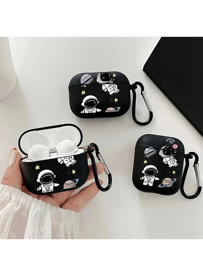 جراب حماية لـ AirPods 3 باللون الأسود بتصميم رائد فضاء هدية لعيد الميلاد للصديق أو الصديقة - Image 2