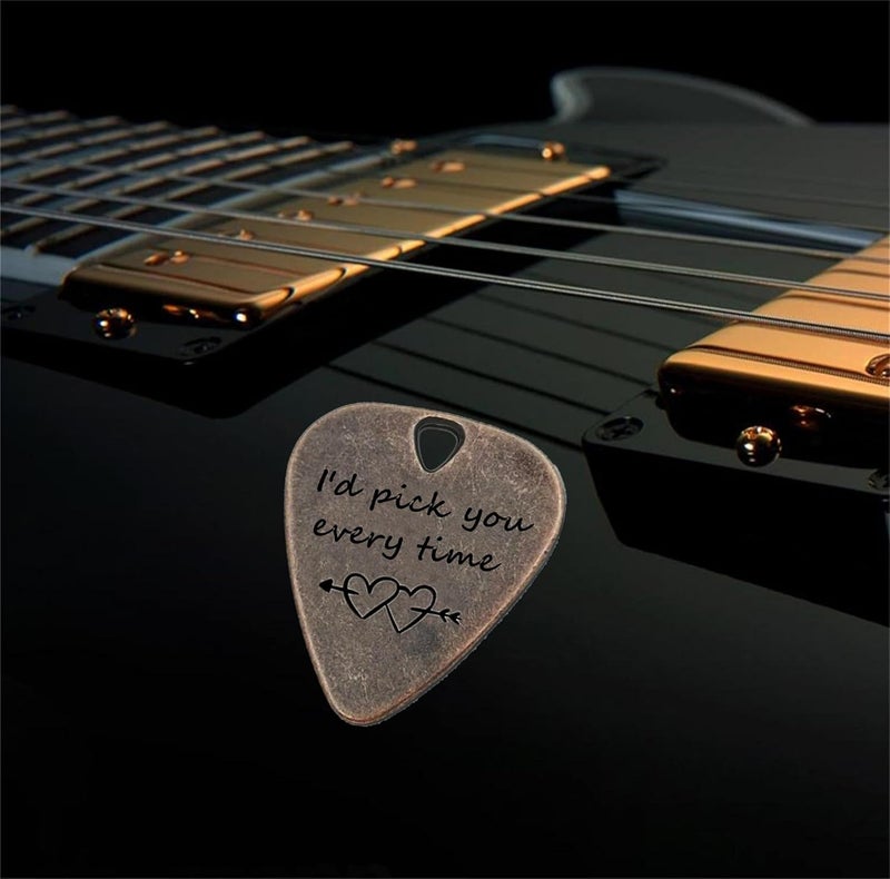 JUPPE Guitar Picks, I'd Pick You Every Time Bronze Guitar Pick With Leather Case, Music Birthday Gifts For Couples (Bronze- I'd Pick You Every Time) - Image 5