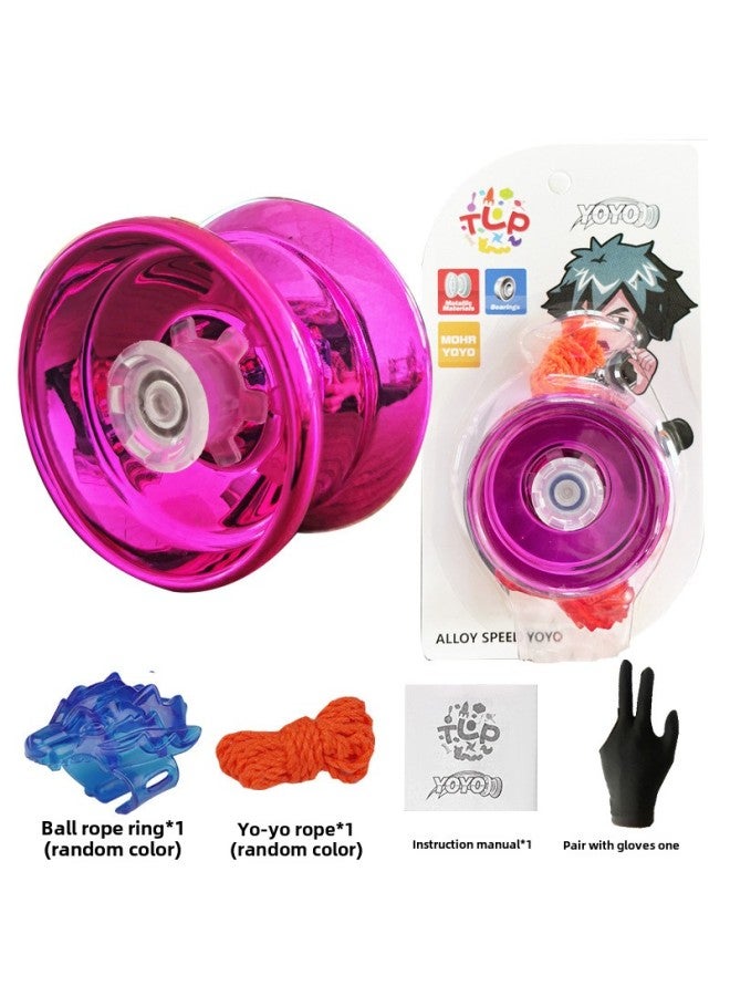 Alloy Yo-yo Light Yo-yo Automatic Sleeping Swing Dead Sleep Live Sleep Yoyoyo Ball Toy Gift Gloves-Color:Rose Red Yo-Yo (package Free + Beast Head + Gloves) - Image 1