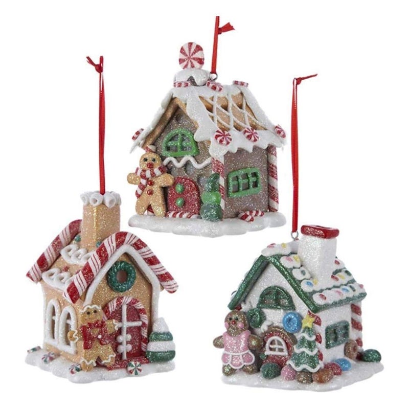 Kurt Adler D1477 35 Claydough Gingerbread Led House Ornament 3 Assorted