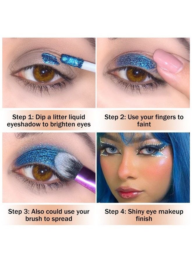 Oulac Blue Liquid Glitter Eyeshadow for Women With Smooth Moisturizing Formula Liquid Eyeliner Shimmer Eye Makeup Easy to Remove Vegan & CrueltyFree019 oz (10)  - Image 5
