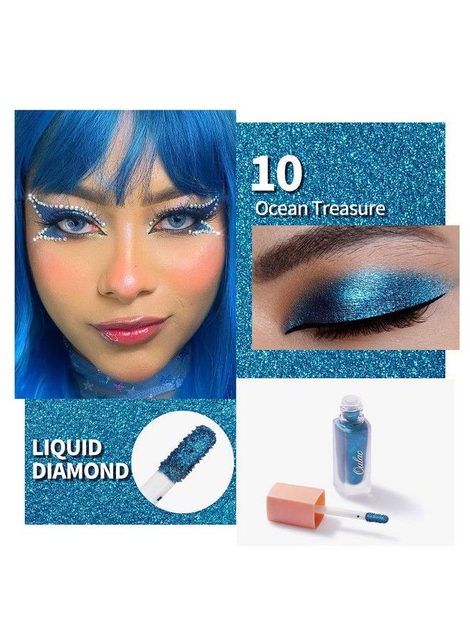 Oulac Blue Liquid Glitter Eyeshadow for Women With Smooth Moisturizing Formula Liquid Eyeliner Shimmer Eye Makeup Easy to Remove Vegan & CrueltyFree019 oz (10)  - Image 3