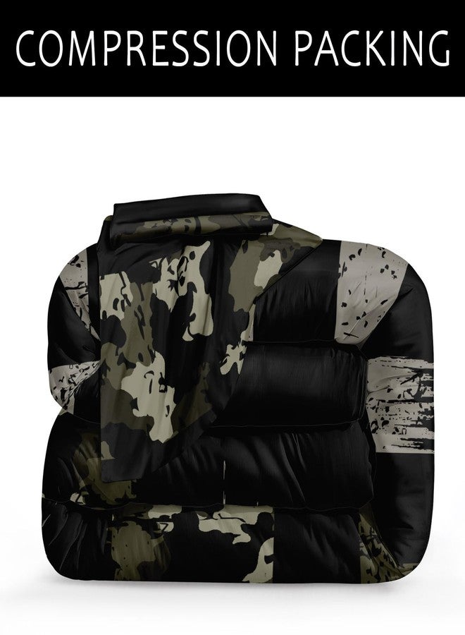 Bedbay American Flag Queen Comforter Set Camo Bedding Girls Boys Room Decor Camouflage Stars Stripes Flag Quilt Bedding Set Army Green Down Alternative Lightweight Comforter Queen 4 Pcs(Camo,Queen) - Image 5