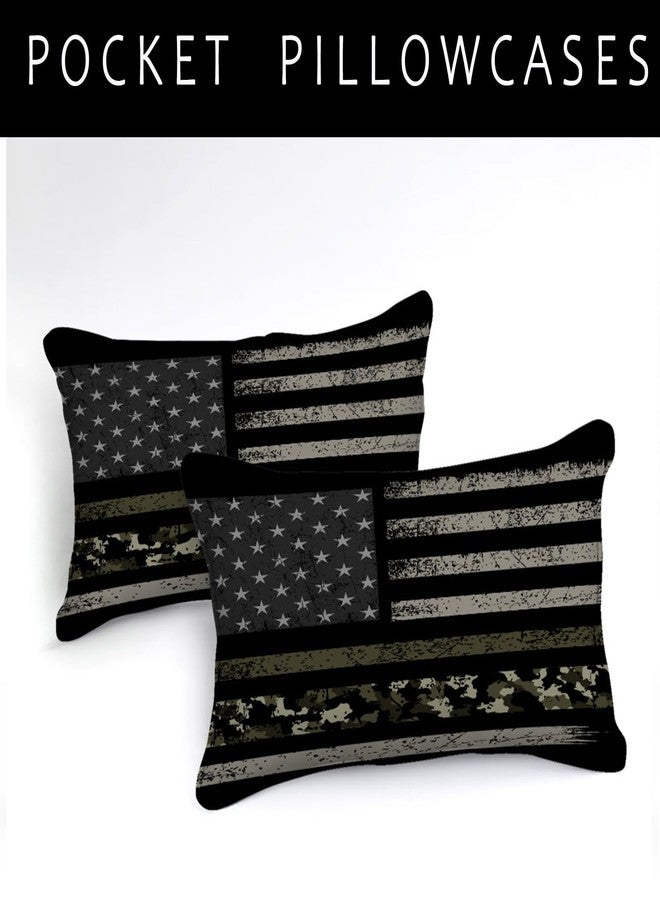 Bedbay American Flag Queen Comforter Set Camo Bedding Girls Boys Room Decor Camouflage Stars Stripes Flag Quilt Bedding Set Army Green Down Alternative Lightweight Comforter Queen 4 Pcs(Camo,Queen) - Image 3