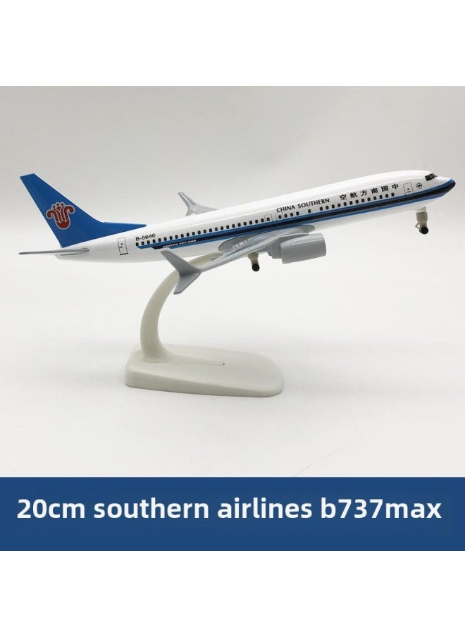 20cm Aircraft Model Alloy Solid Domestic And Foreign Major Aviation Boeing 737 Airbus 380 Ornaments Simulation Model-Color:20cm Southern Airlines B737 Max  - Image 1