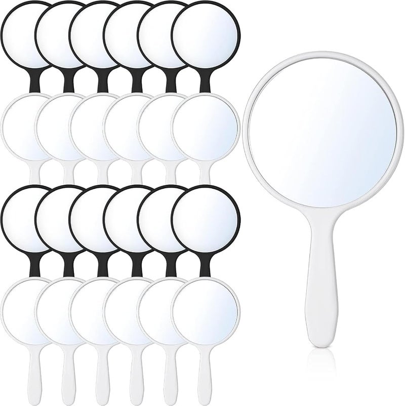 Joyzzz Handheld Mirror, 25 Piece Set of Small Portable Mirrors, Personal Round Mirror with Handle for Daily Use, Ideal for Kids Students Travelers - Image 1