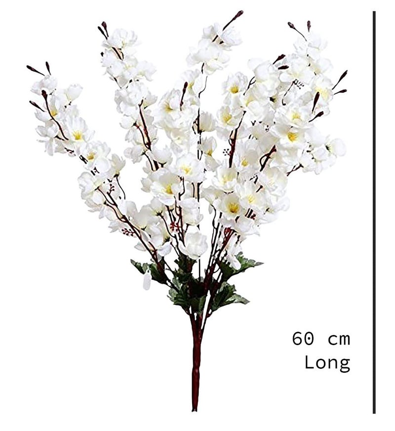 Tia Crafts Natural Looking Artificial Flowers for Home Decor Cherry Blossom Flower Bunch,Home Decor, Without vase (White) - Image 3