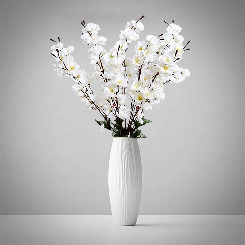 Tia Crafts Natural Looking Artificial Flowers for Home Decor Cherry Blossom Flower Bunch,Home Decor, Without vase (White) - Image 4