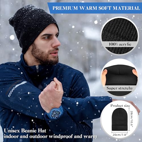 lucdnc Beanies for Men Women 2 Pack Fall Winter Men's Hats Unisex Warm Knit Skullies Beanies Soft Ski Caps Black and Dark Gray - Image 2