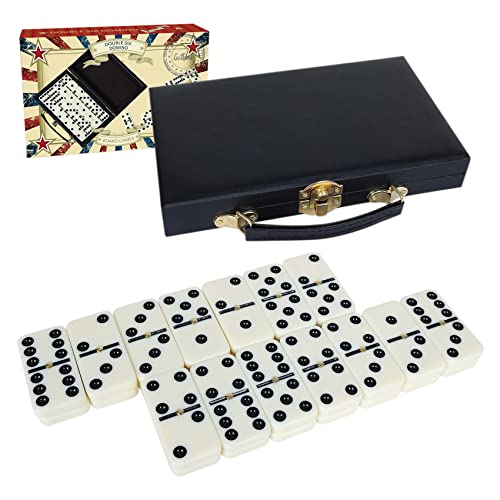 GOTHINK Portable Double 6 Dominos Set for Adults with Storage Box 28 Tiles Dominoes Set for Holiday Travel Game Classic Tabletop Board Games Durable TravelFriendly and Easy to Read Tiles - Image 1