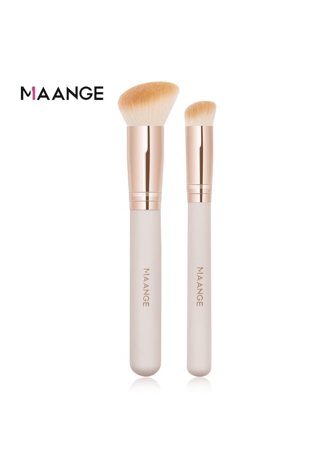 مانجي فرشاة ماكياج 2 جهاز كمبيوتر شخصى فرشاة ماكياج مجموعة لفرشاة الأساس المخفي ، فرشاة ماكياج عالية الجودة ، بيج - Image 1