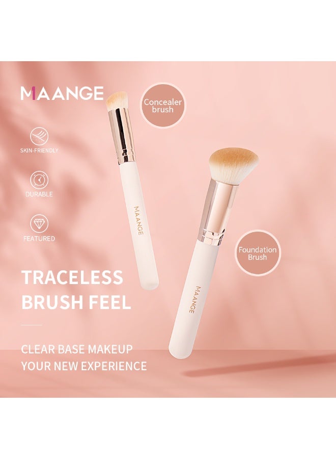مانجي فرشاة ماكياج 2 جهاز كمبيوتر شخصى فرشاة ماكياج مجموعة لفرشاة الأساس المخفي ، فرشاة ماكياج عالية الجودة ، بيج - Image 4