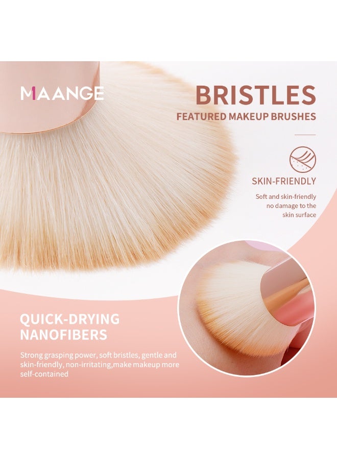 مانجي فرشاة ماكياج 2 جهاز كمبيوتر شخصى فرشاة ماكياج مجموعة لفرشاة الأساس المخفي ، فرشاة ماكياج عالية الجودة ، بيج - Image 5