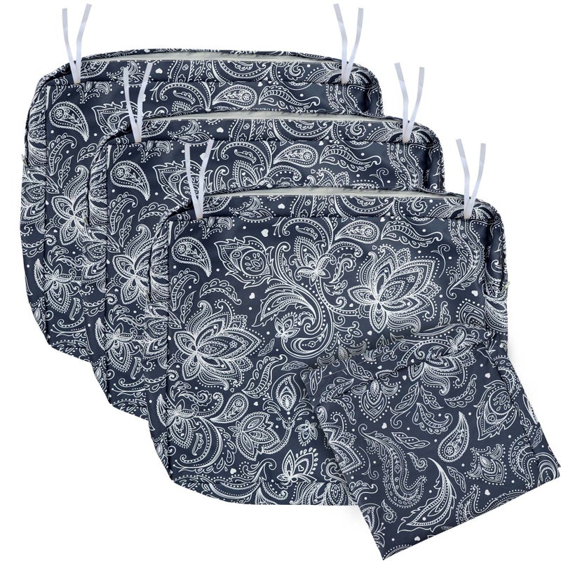 NettyPro NettyPro Outdoor Cushion Covers for Patio Furniture 4 Pack UV Resistant Water Repellent Patio Chair Seat Cushion Slipcovers 22 x 20 x 4 Inch Replacement Cover Only Slate Grey Paisley 