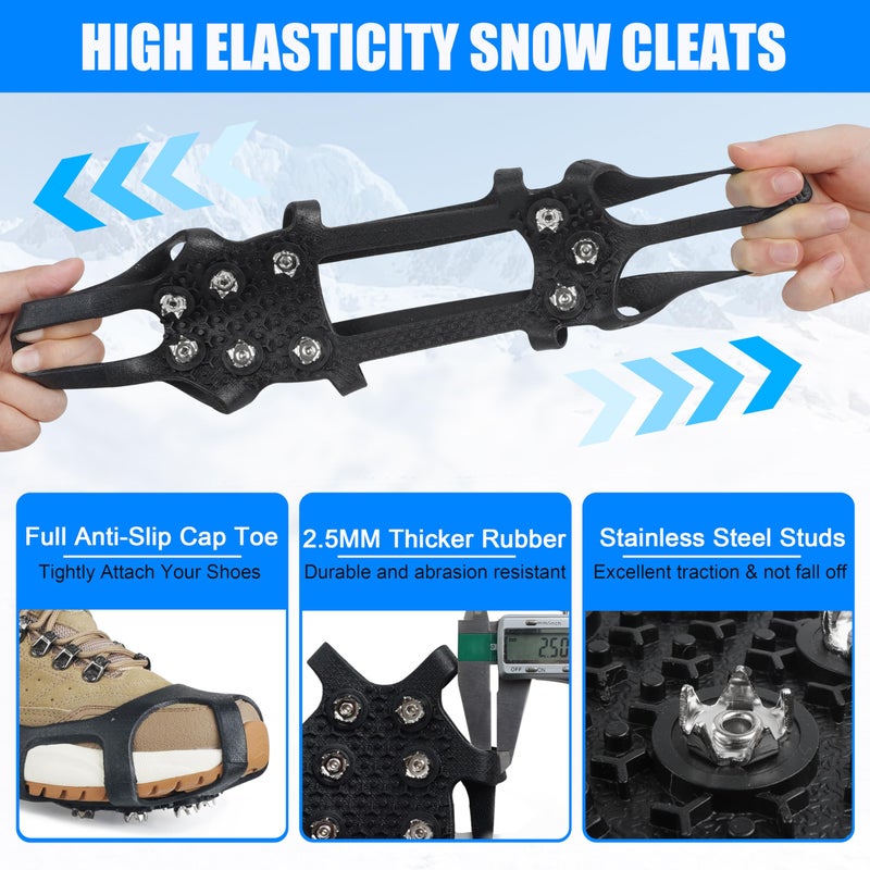 SILANON Ice Snow Cleats for Shoes and Boots,Snow Walk Traction Cleats Crampons Non-Slip 9 Point Cleats Ice Snow Grippers Overshoe for Women Men Kids Walking on Snow & Ice - Image 3