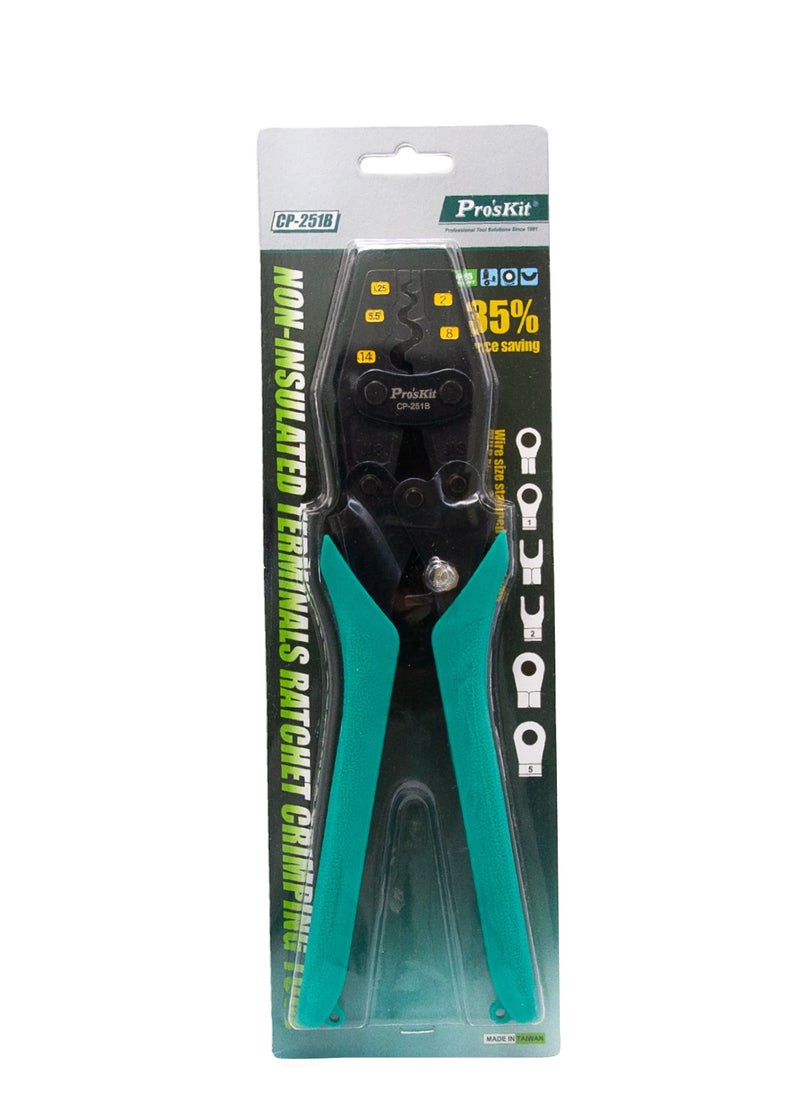 Proskit - Ratchet Crimping Tool for Non-Insulated Terminals, Force-Saving Design, AWG 22-6 - Image 1