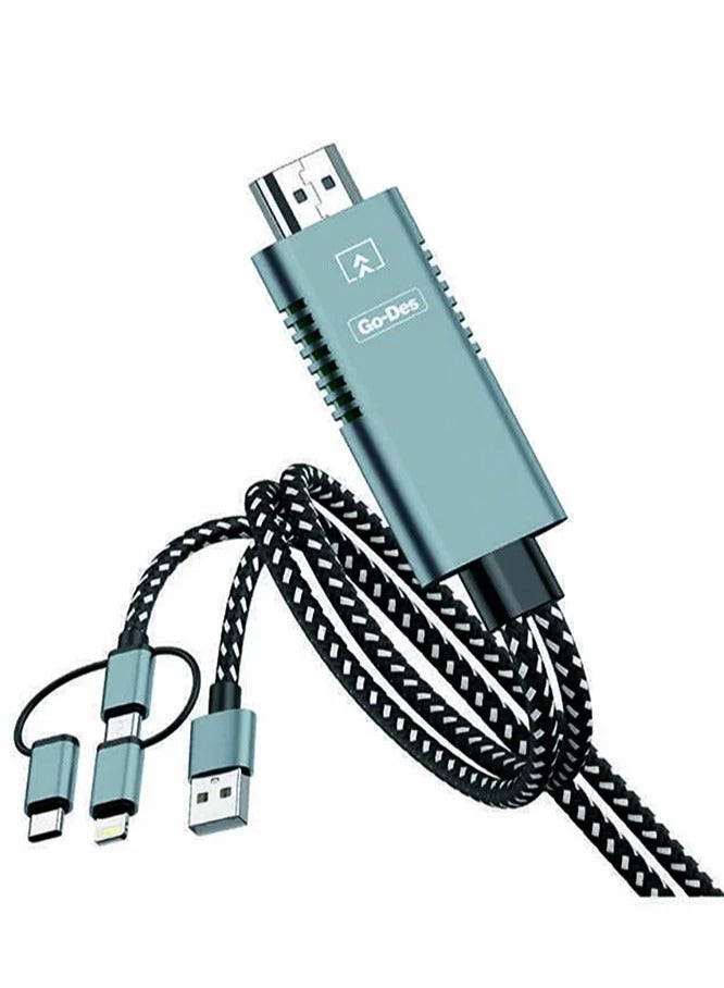 Metal Shell HDTV Cable 5-in-1 Video Transfer GD-8296 – High-Quality HDMI, VGA, AV, and Audio Cable for Seamless Video Connectivity  - Image 1