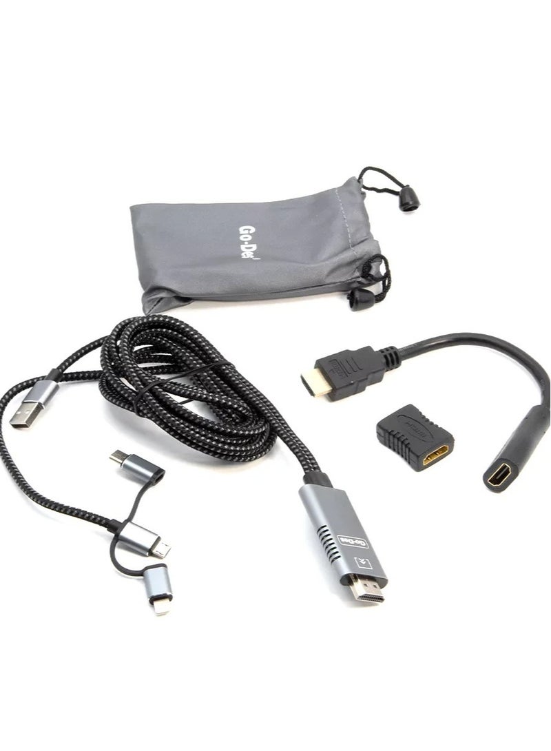 Metal Shell HDTV Cable 5-in-1 Video Transfer GD-8296 – High-Quality HDMI, VGA, AV, and Audio Cable for Seamless Video Connectivity  - Image 4