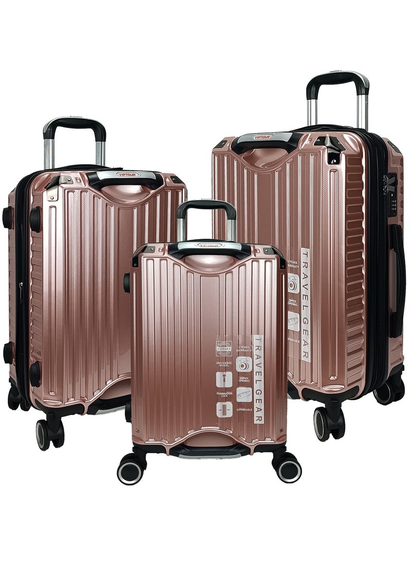 VIPTOUR Trolley Luggage Set of 3 PCS TPC Hard Side Spinner Wheels with TSA Lock With Cup Holder - Image 1