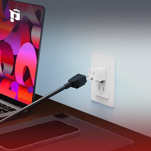 PLUGTUL 2 Prong to 3 Prong Outlet Adapter, Polarized Grounded Outlet Converter, Wall Outlet Plug for Household, Workshops, ETL Listed, 4-Pack, White - Image 5