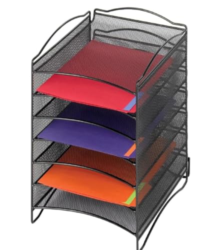 Safco Onyx Mesh Steel Literature Organizer, 6 Compartments, Black | Increase Efficiency & Convenience in Home, Office & Classrooms|Desktop or Tabletop - Image 2