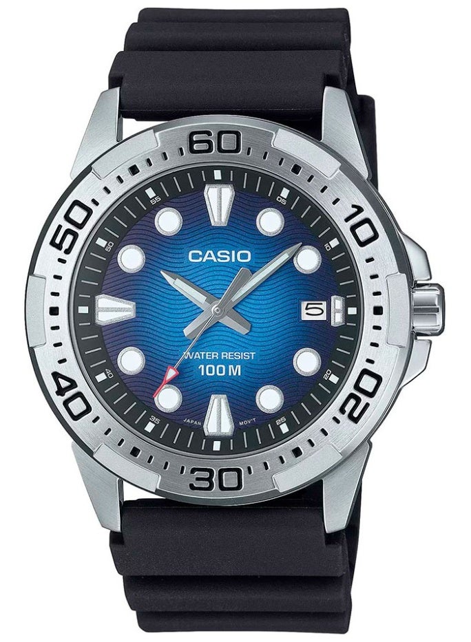 CASIO Analog Men's Watch MTD‑140‑2AVDF, 43.7 mm Textured Blue Dial & Black Resin Band, 100 m WR - Image 5