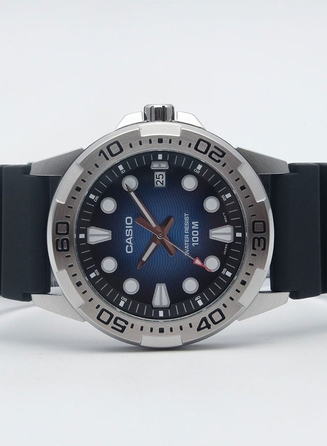 CASIO Analog Men's Watch MTD‑140‑2AVDF, 43.7 mm Textured Blue Dial & Black Resin Band, 100 m WR - Image 4