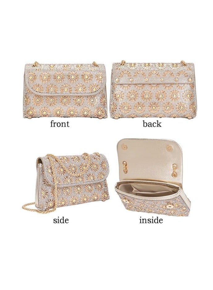 SOLARAE Elegant Rhinestone Evening Clutch Bag for Women - Versatile Crossbody & Shoulder Purse with Chain Strap - Image 5